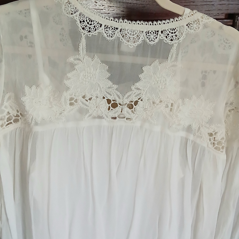 Chicos Embellished Beaded Peasant Blouse - Picture 5 of 12
